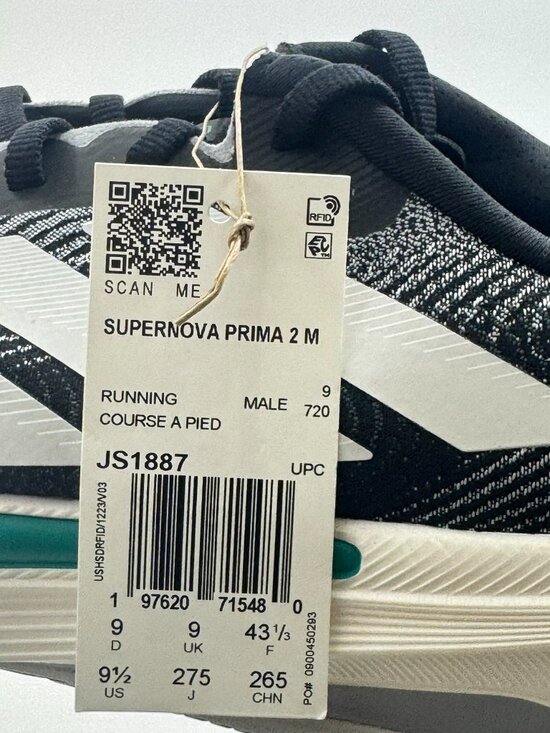 Adidas Supernova Prima 2 \'Black White Pure Teal\' JS1887 size 9.5